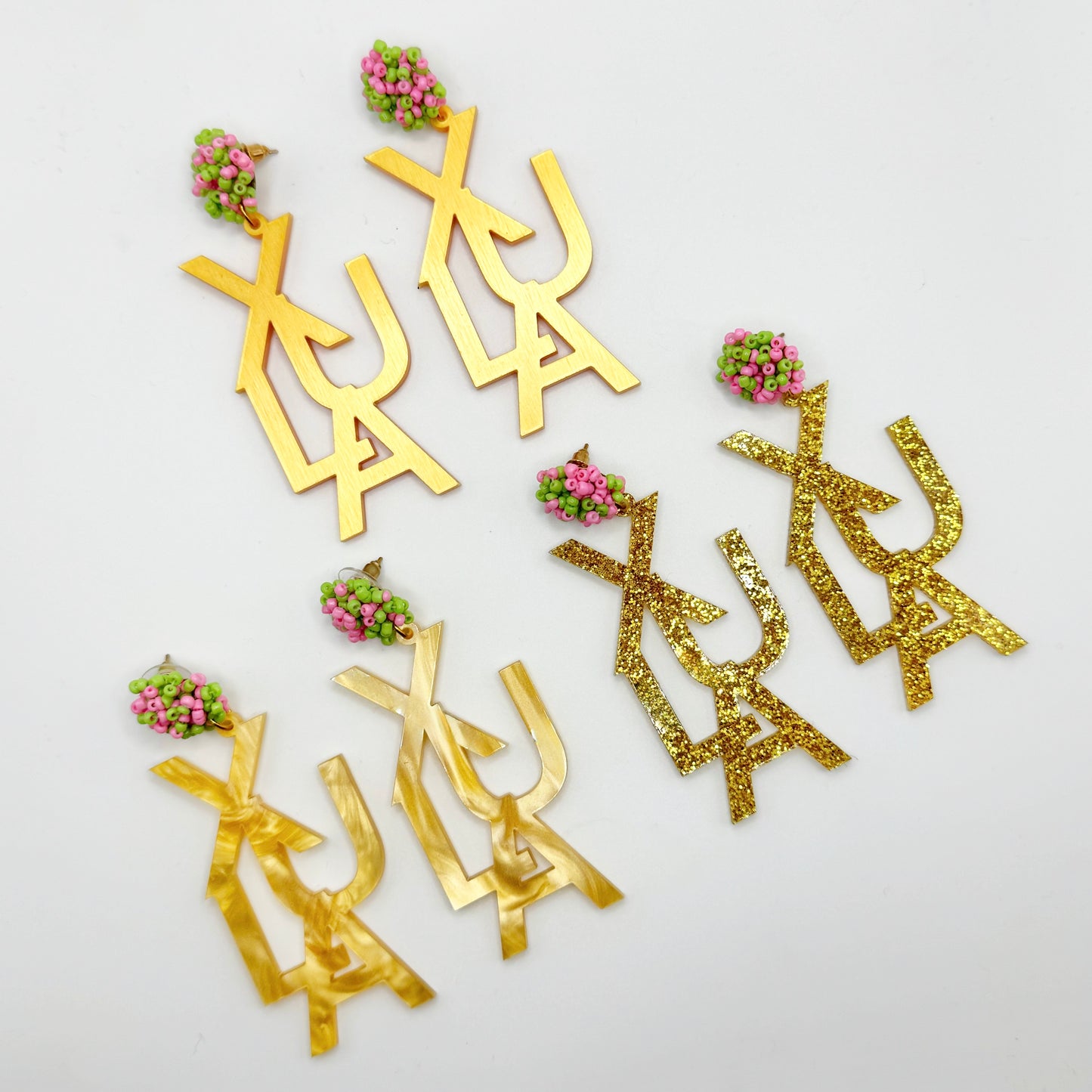 XU/XULA Earrings - Pink & Green