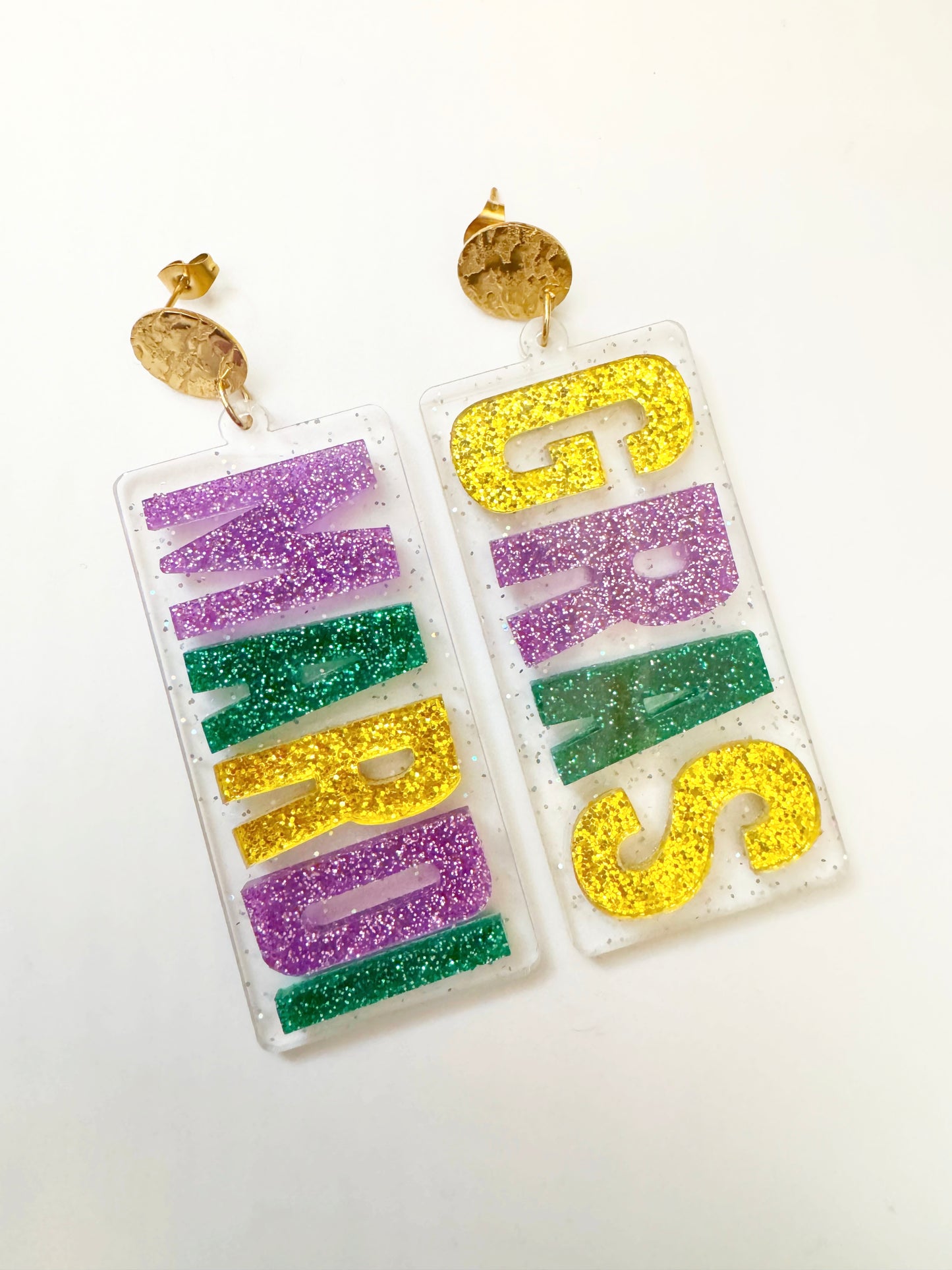 Mardi Gras Glitter Earrings