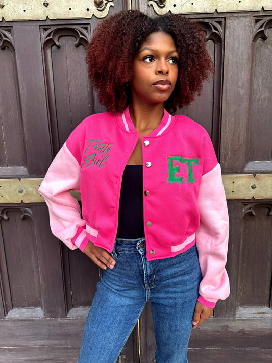 PRE-ORDER: ET Crop Varsity Jacket